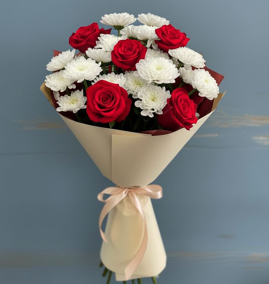 Букет цветов из: Розы и Хризантемы в Ильинское (Домодедово) 