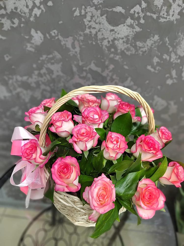 Цветочная композиция из Розы в корзине в Ильинское (Домодедово) 