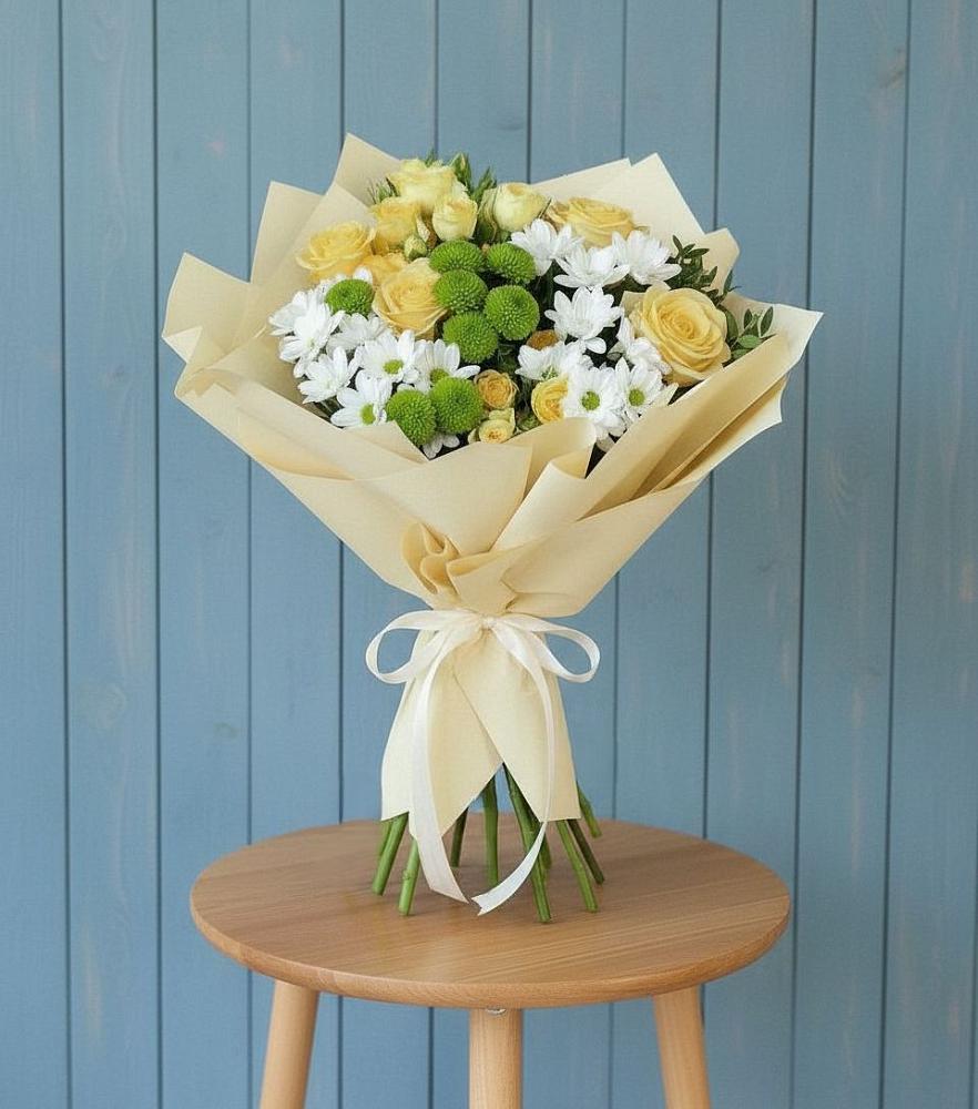 Букет цветов из: Хризантемы и Розы в Ильинское (Домодедово) 