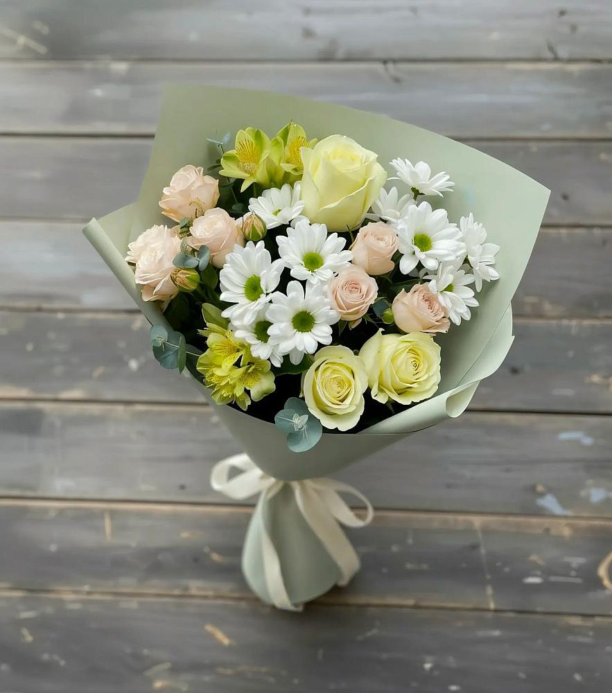 Букет цветов из: Альстромерии, Розы и Хризантемы в Ильинское (Домодедово) 