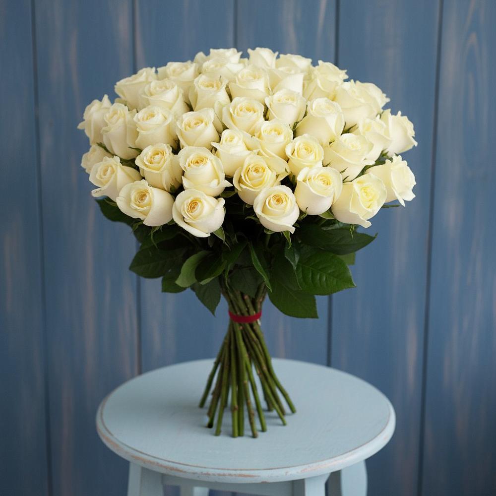 Букет 51 Белая роза Эдлесс Лав в Ильинское (Домодедово) 