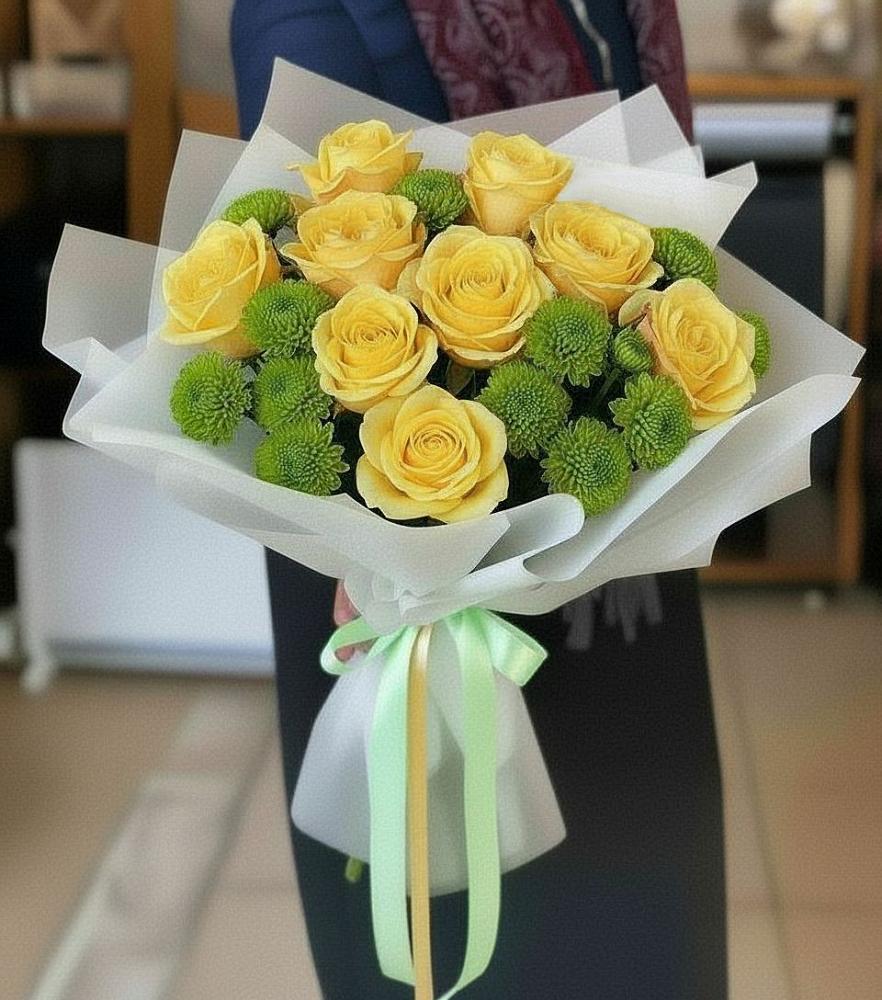 Букет цветов из: Хризантемы и Розы в Ильинское (Домодедово) 