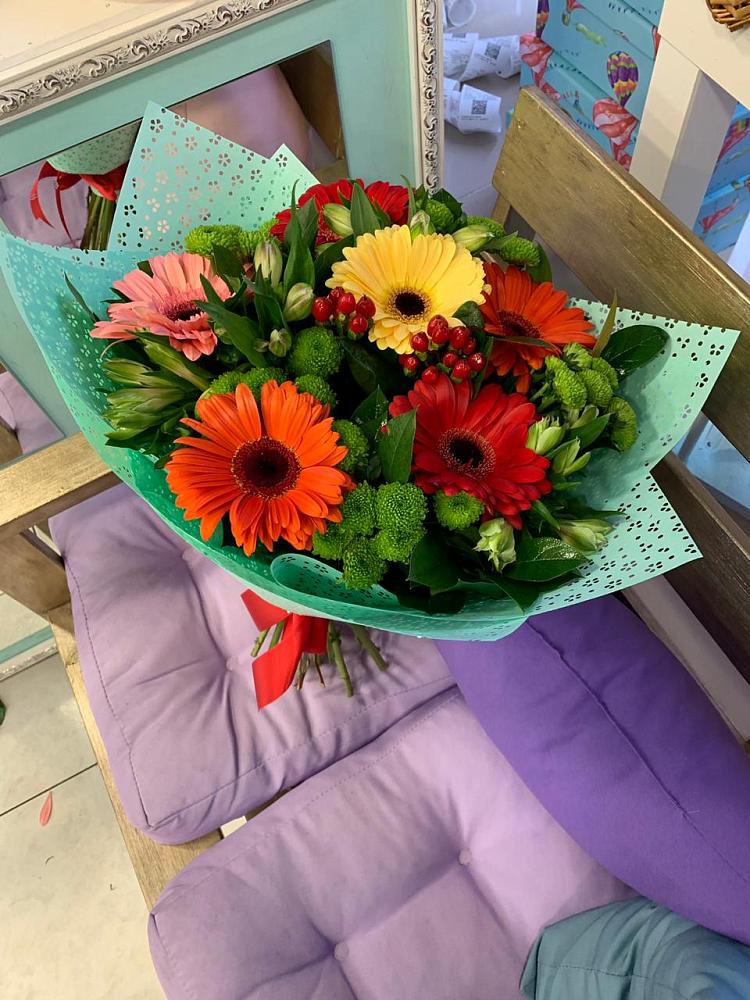 Букет цветов из: Герберы, Хризантемы и Альстромерии в Ильинское (Домодедово) 