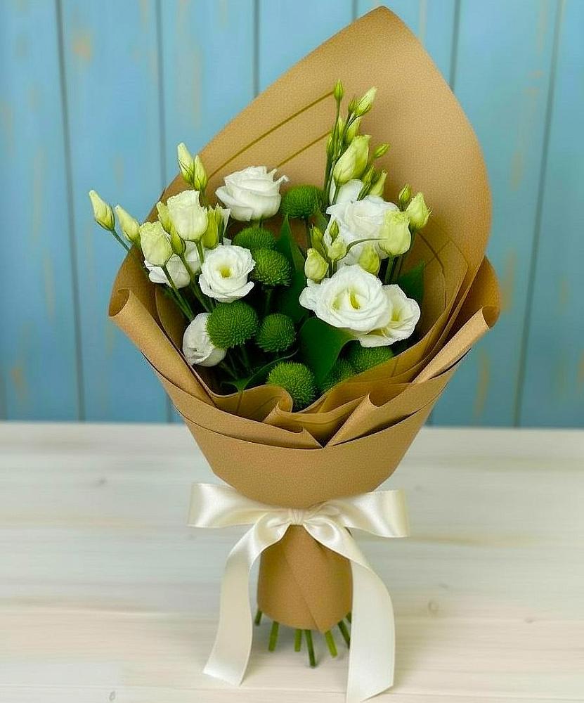 Букет цветов из: Хризантемы и Лизиантусы в Ильинское (Домодедово) 