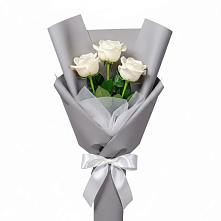 Букет 3 белые розы в Ильинское (Домодедово) 