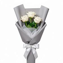 Букет 3 белые розы в Ильинское (Домодедово) 