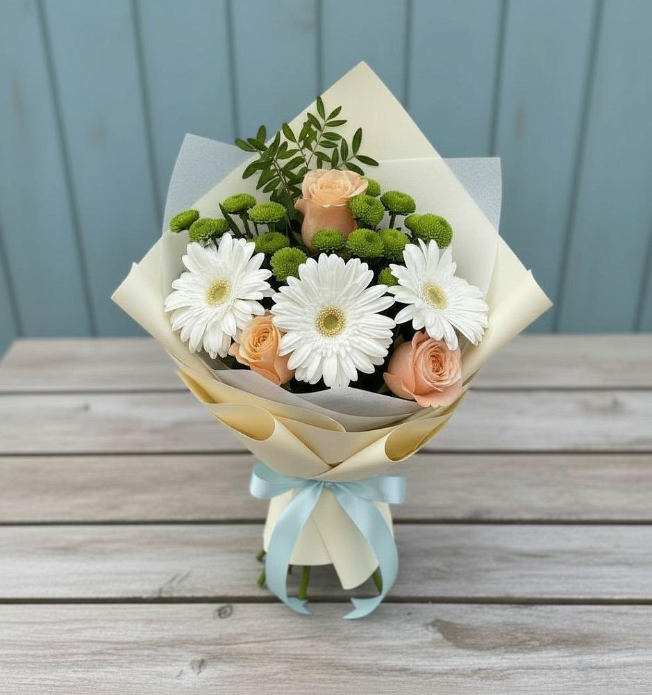 Букет цветов из: Герберы, Розы и Хризантемы в Ильинское (Домодедово) 