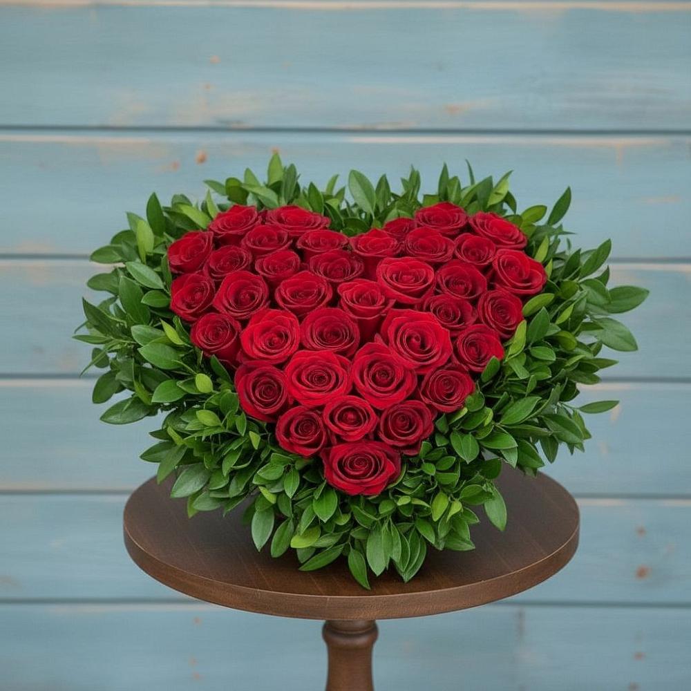 Цветочная композиция из Розы в виде сердца в Ильинское (Домодедово) 