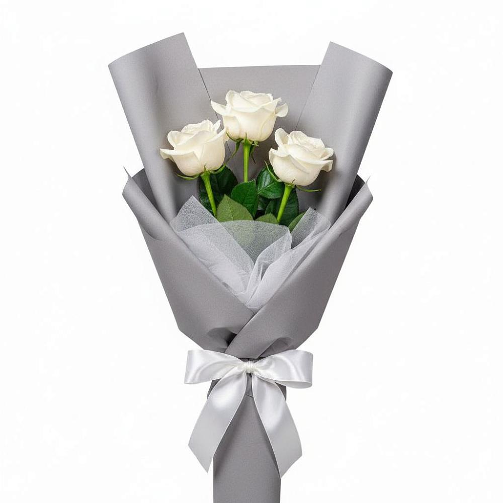 Букет 3 белые розы в Ильинское (Домодедово) 