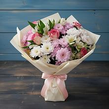Букет цветов из:  Хризантемы, Альстромерии и Розы в Ильинское (Домодедово) 