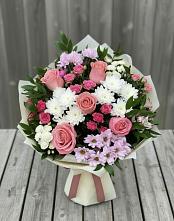 Букет цветов из:  Альстромерии, Гвоздики, Розы и Хризантемы в Ильинское (Домодедово) 