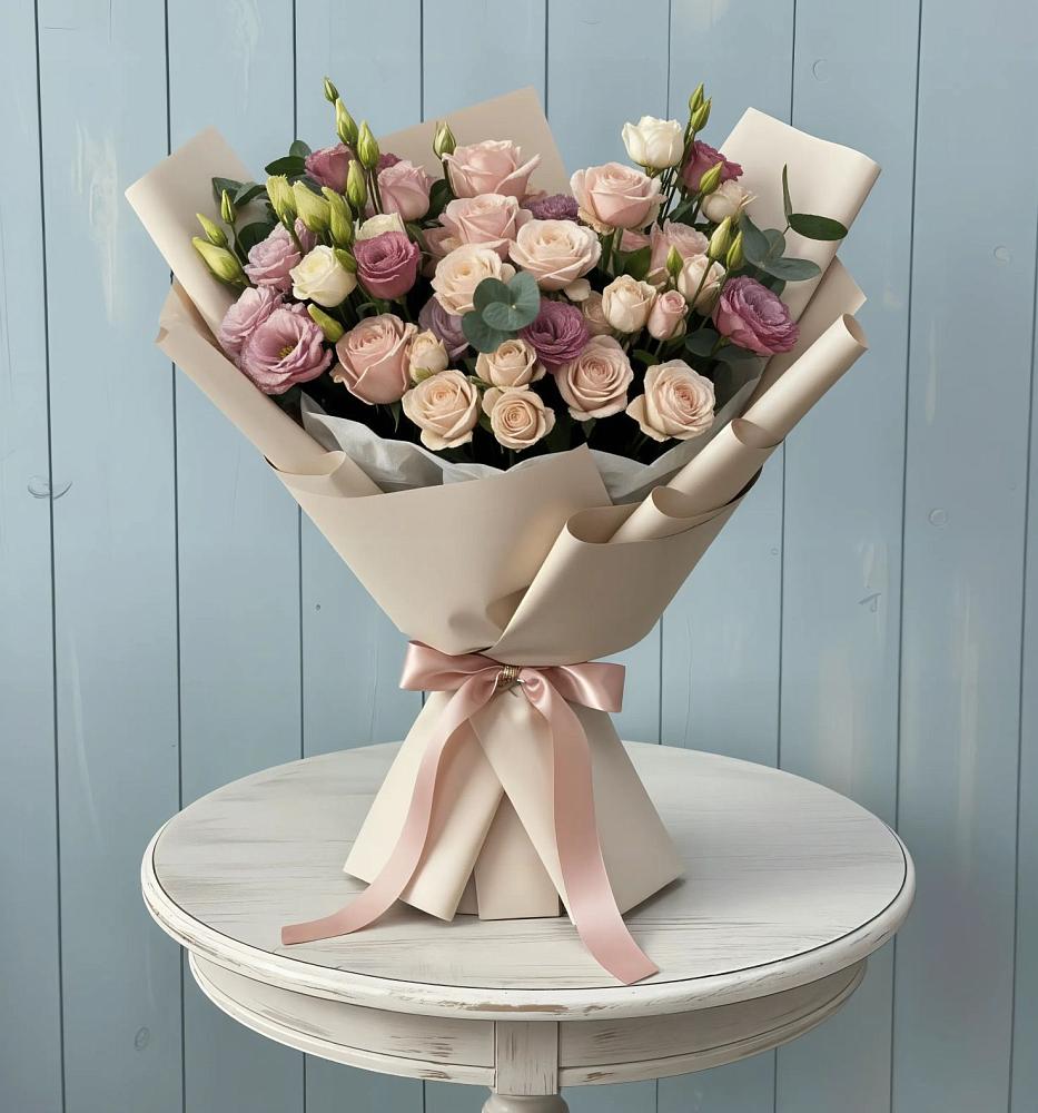 Букет цветов из: Розы и Лизиантусы в Ильинское (Домодедово) 