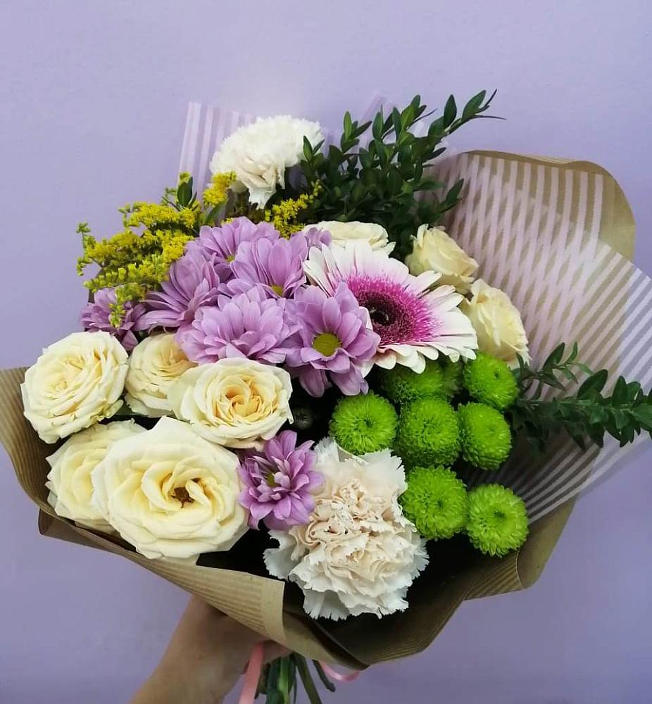 Букет цветов из: Хризантемы, Розы, Гвоздики и Герберы в Ильинское (Домодедово) 