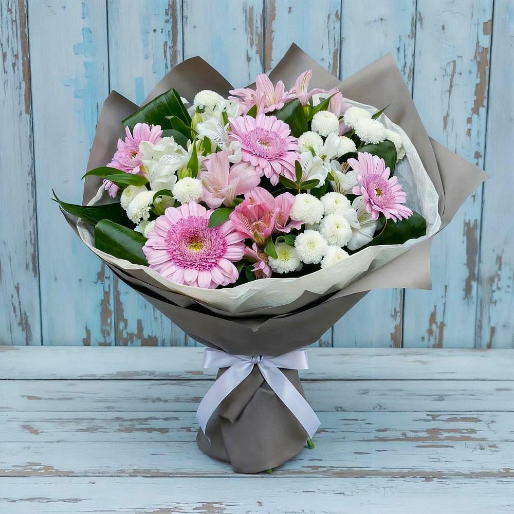 Букет цветов из: Герберы, Альстромерии и Хризантемы в Ильинское (Домодедово) 