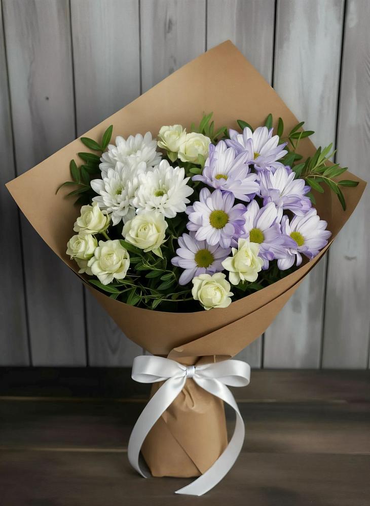 Букет цветов из: Хризантемы и Розы в Ильинское (Домодедово) 