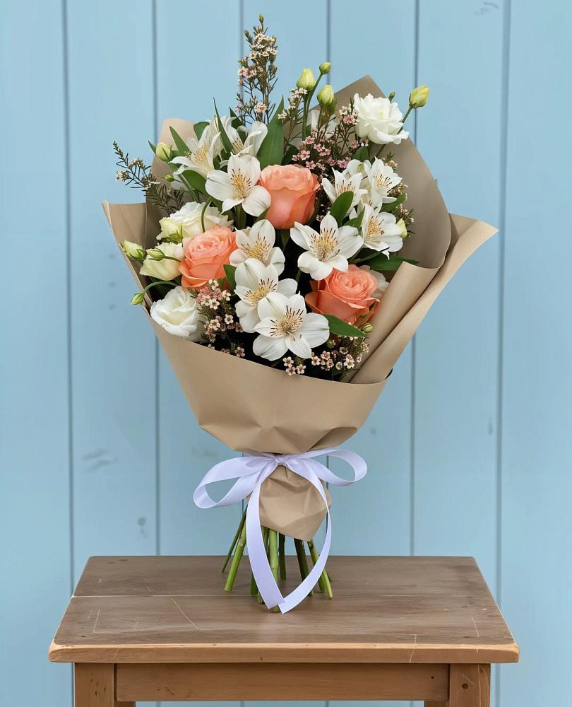 Букет цветов из: Альстромерии, Лизиантусы, Розы и Хризантемы в Ильинское (Домодедово) 