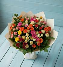 Букет Микс из разноцветных кустовых роз в Ильинское (Домодедово) 